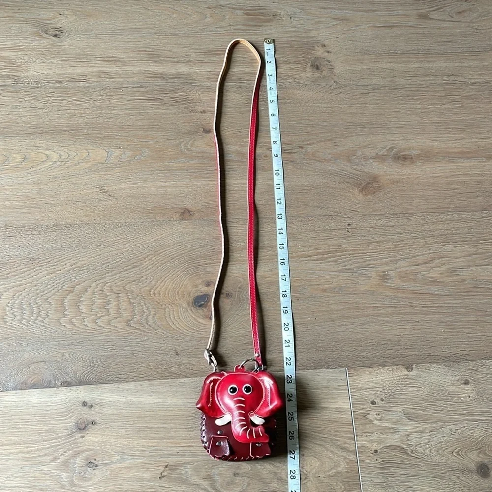 Genuine Leather Crossbody Elephant Coin Purse  Purse Charm